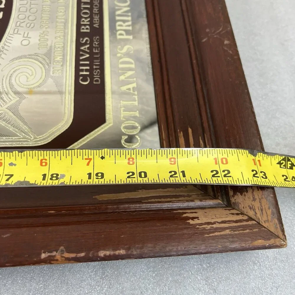 Vintage Chivas Regal Blended Scotch Whisky Mirror Bar Pub Sign 23x17” Wood Frame